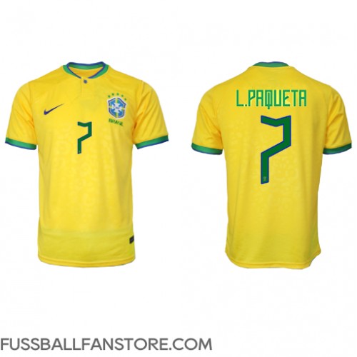Brasilien Lucas Paqueta #7 Replik Heimtrikot WM 2022 Kurzarm